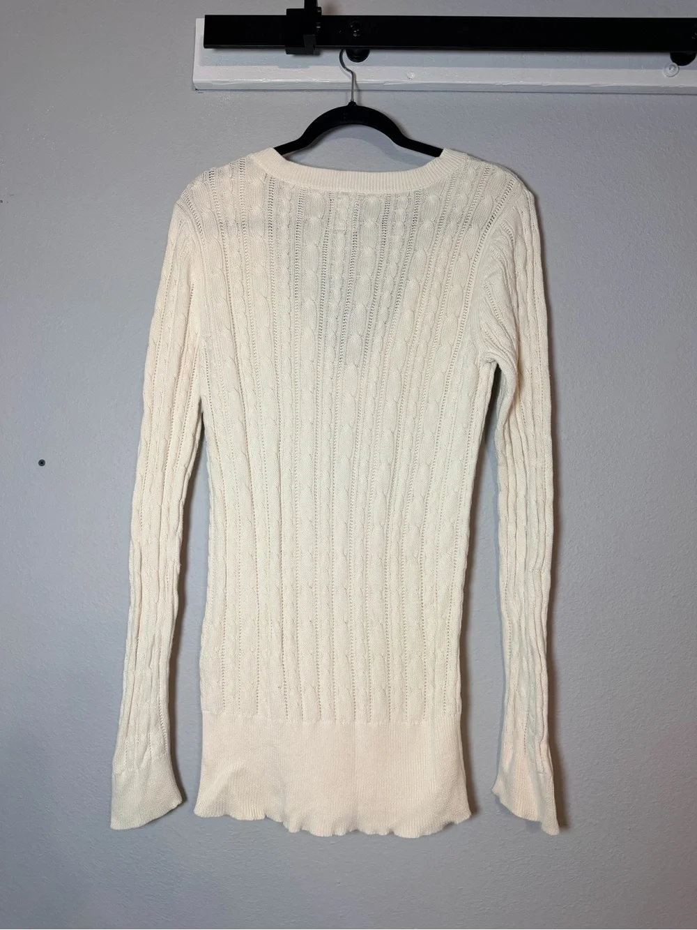 American Eagle Cable Knit Tunic Sweater Size XL Cream V-Neck Bella Swan Y2K - Picture 6 of 8